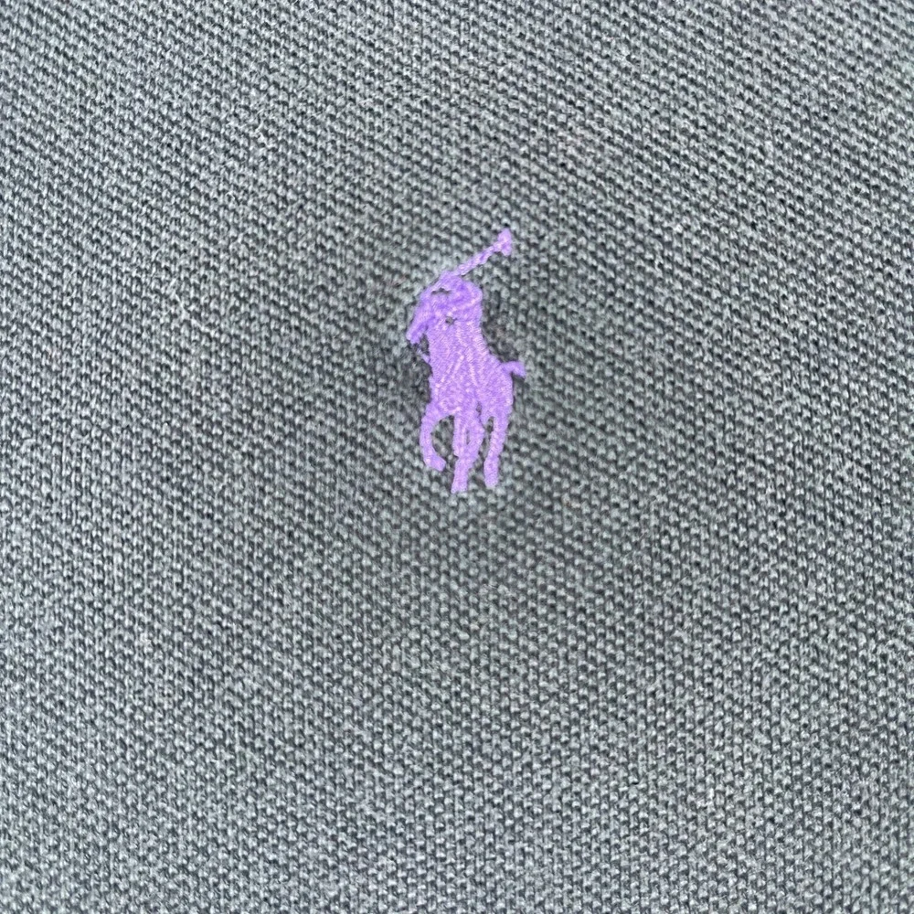 Polo Ralph Lauren Mens L Black Long Sleeve Polo Shirt Purple Pony Logo